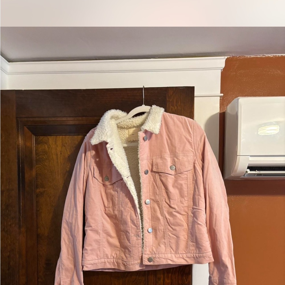 Pink velvet Sherpa-Lined Jacket, women’s large